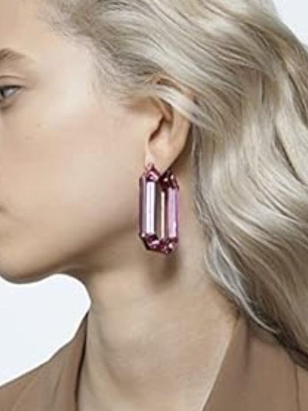 Swarovski Lucent Pink Crystal Hoop Earrings